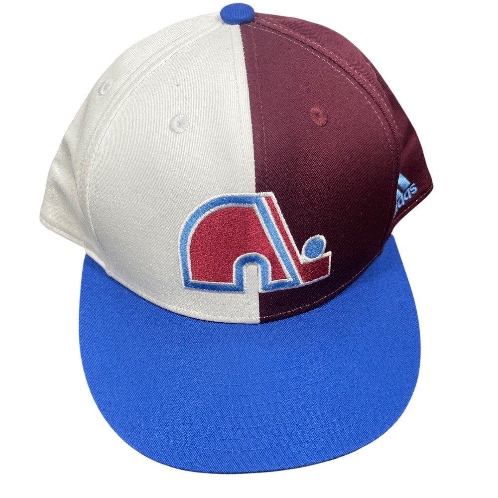 Adidas NHL Quebec Nordiques Snapback Hat Burgundy White Blue Flat Brim OSFM